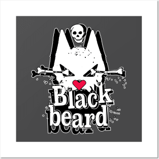 Blackbeard pirate Cat - white Posters and Art